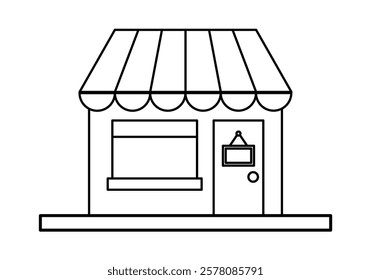 Black icon of shop or small business with awning