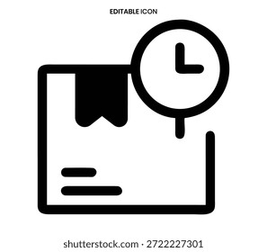 Black icon showing a document being inspected with a focus on time management and deadlines.