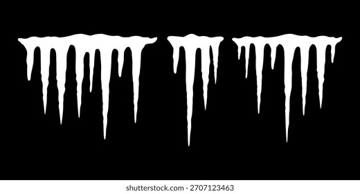 Black icon showing a row of icicles, perfect for winter decorations, icy elements, and glacial themes.