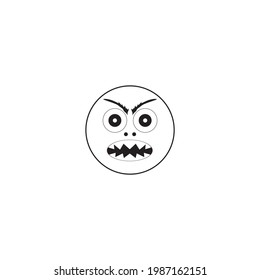 Black icon sign scary face, toothy face. Vector illustration eps 10
