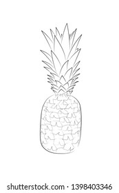 Black icon of single whole pineapple with leaves