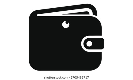 Ícone preto de uma carteira inteligente que representa armazenamento digital seguro para dinheiro, cartão e identificação.