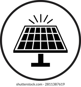Black icon of solar panel generating energy