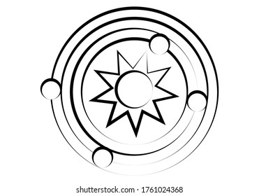 Black icon of a solar system on white background.