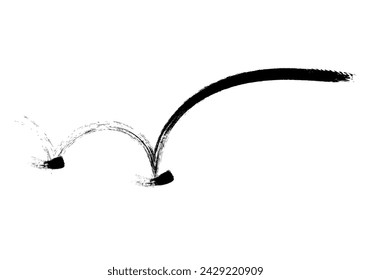Black icon of something bouncing and its trajectory made with a brush stroke.