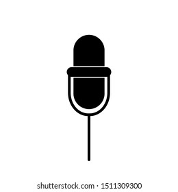 black icon of sound mike white background vector illustration