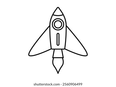 Black icon of space rocket with propulsion