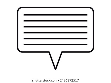 Icono negro de burbuja de voz o burbuja de voz con líneas que representan la escritura