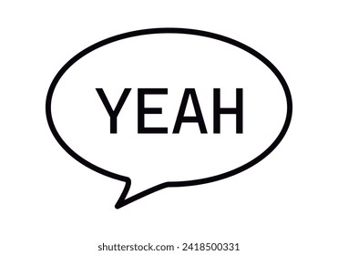 Schwarzes Symbol einer Sprechblase mit dem Wort "Yes".
