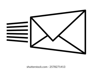 Black icon for speed in postal mail
