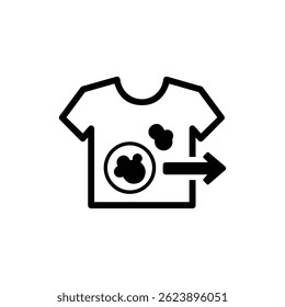 Black Icon of Stain Circle on Shirt with Arrow for Removal Symbolizing Laundry Cleaning
