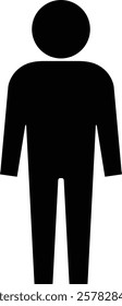 Black icon of standing man, transparent background