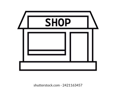 Icono negro de una tienda sobre fondo blanco.