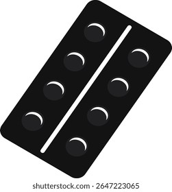 Ícone preto de uma tira de pílulas medicinais em uma forma simples destina-se a casais casados para evitar a gravidez.
