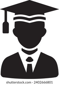 Black icon of a student wearing a square cap