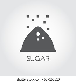 Black icon of sugar bunch. Label drawing in flat style for culinary theme. Vector illustration