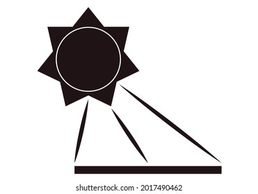 Black icon of sun illuminating a solar panel.