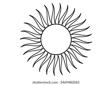 Black icon of a sun on white background