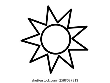 Black icon of sun with summer rays