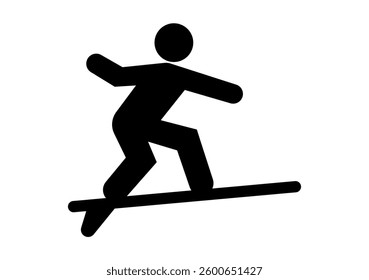 Black icon of a surfer with a surfboard