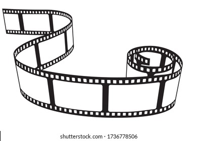 Black icon of swirling film strip in isolate on a white background. Vector illustration.