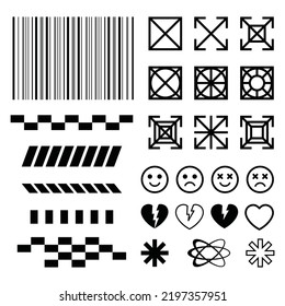 Black icon symbol block element smile heart retro 