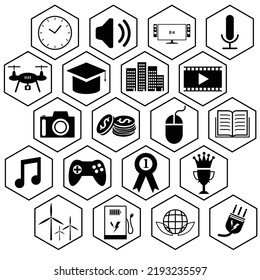 Black Icon and Symbol of Lifestyle 
Eco Power Play Game Business Commercial Social and Human
