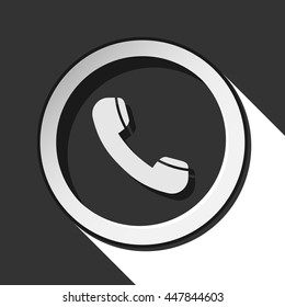 black icon - telephone handset with white stylized shadow