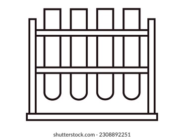 Black icon of test tubes with holder on white background.