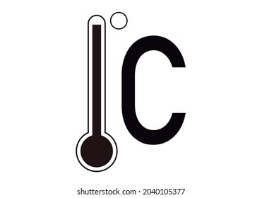 Black icon of thermometer in degrees celsius.