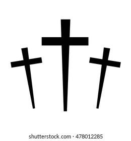 black icon three crosses Halloween on a white background. The template for the decoration of the store or insert for the site. Vector illustration