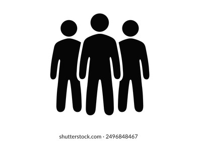 Black icon, three people standing in a row, population icon Icon for work