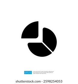 Black Icon of a Three Segment Pie Chart Representing Data Analysis and Financial Growth Insights for Business Performance