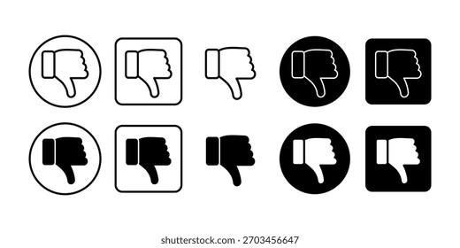 Schwarzes Symbol eines "Daumen runter"-Symbols, das Abneigung, negatives Feedback und die Reaktion des Publikums in der digitalen Kommunikation darstellt.