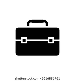 Black Icon of Toolbox with Handle and Tools Solid Minimalist Design
