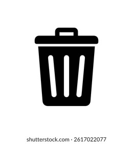 Black Icon of Trash Bin with Lid for Delete Action