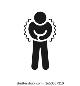 Black Icon Of Trembling Human Body. Physiological Stress Symptoms: Excitement, Worrying, Anxiety, Shaking, Fear, Afraid. Chills. Vector Illustration In Flat Style Is Isolated On White Background.