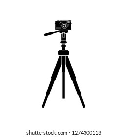 The black icon is a tripod with a camera. All elements are separated from each other and it is possible to change the shape and color.