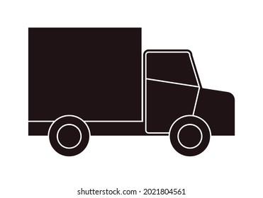 Black icon of a truck on white background.