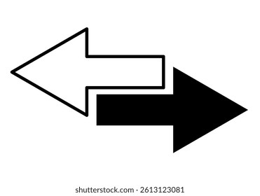 Black icon of two arrows pointing left and right, one with a stroke