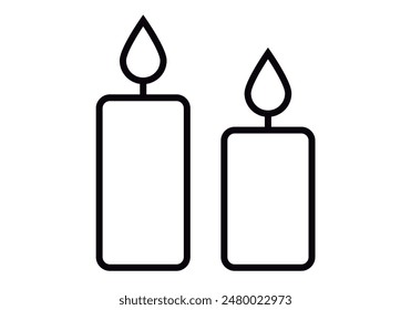 Black icon of two candles on white background