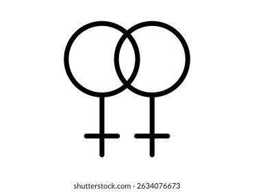 Black icon of two female symbols representing lesbian relationship