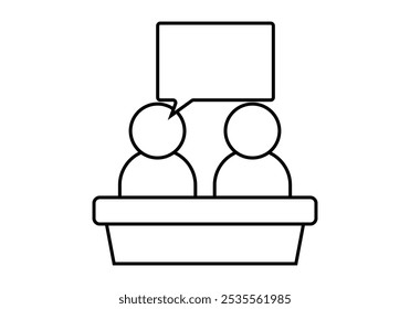 Ícone preto de dois apresentadores conversando