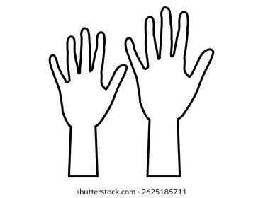 Black icon of two raised hands