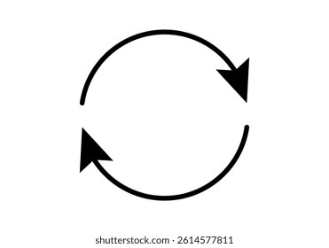 Black icon of two retro circular arrows feeding