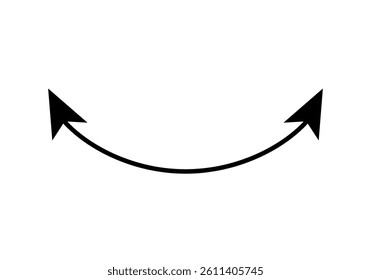 Black icon of a two-headed arrow curved upwards