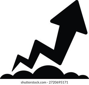 Schwarzes Symbol eines aufwärts gerichteten Zickzackpfeils, der positiven Trend und erfolgreichen Wachstumspfad symbolisiert