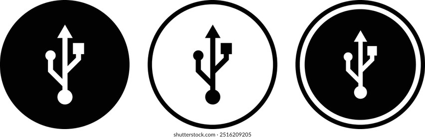 Black icon with USB symbol