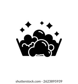 Black Icon of Washing Bubbles with Shine Details
