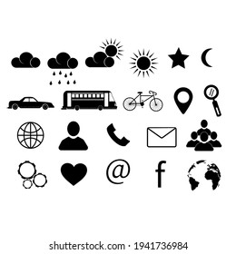 Schwarze Ikone Web-Vektorgrafik-Sammlung. bearbeitbares Symbol. Vektorgrafik